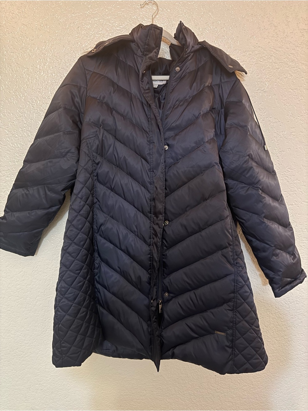 Kenneth Cole Reaction Women's Navy Quilted Long Puffer Coat